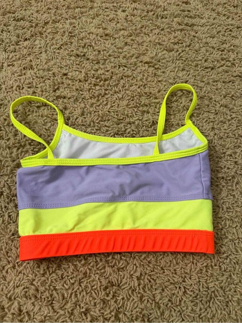 Girls Colorblock Dance Crop Top - Lavender, Neon Yellow & Orange